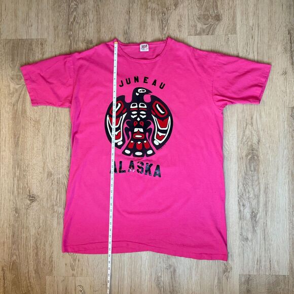 Anvil Graphic T-Shirt Juneau Alaska 1991 Thunderbird Pink One Size Single Stitch - Picture 7 of 7
